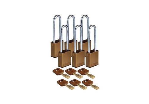 SafeKey Aluminium safety padlock brown 6-pack 150235 