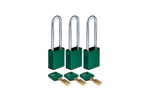 SafeKey Aluminium safety padlock Green 3-pack 150238 
