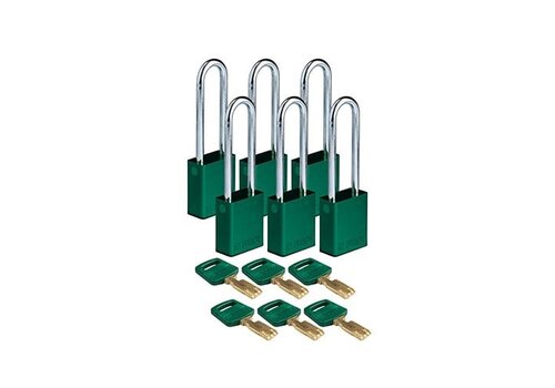 SafeKey Aluminium safety padlock Green 6-pack 150252 