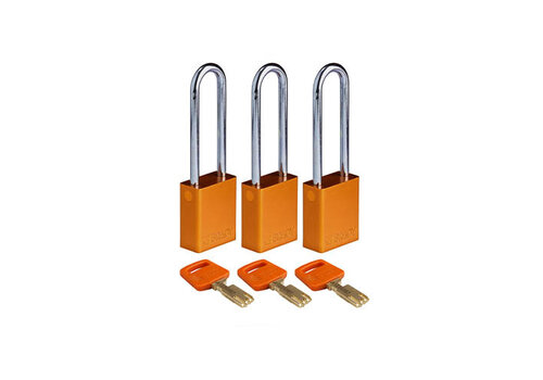 SafeKey Aluminium safety padlock Orange 3-pack 150325 