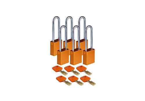 SafeKey Aluminium safety padlock Orange 6-pack 150344 