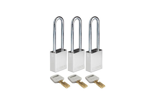SafeKey Aluminium safety padlock  silver 3-pack 150276 