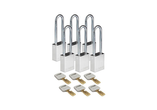 SafeKey Aluminium safety padlock  silver 6-pack 150297 