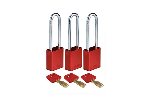 SafeKey Aluminium safety padlock Red 3-pack 150218 