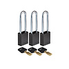 SafeKey Aluminium safety padlock  black 3-pack 150217
