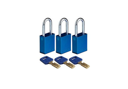 SafeKey Aluminium safety padlock blue 3-pack 150261 