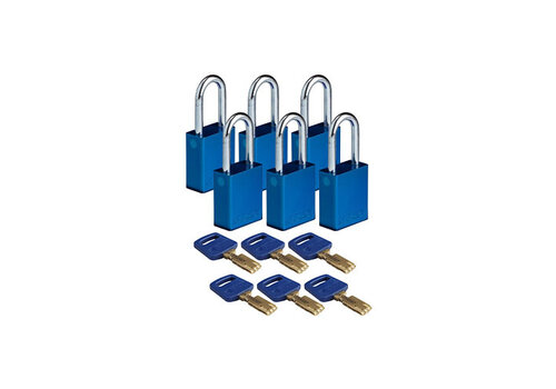 SafeKey Aluminium safety padlock blue  6-pack 150302 
