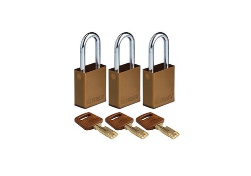 SafeKey Aluminium safety padlock brown 3-pack 150260 