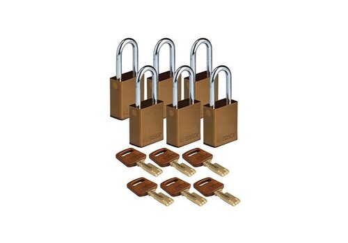 SafeKey Aluminium safety padlock brown 6-pack 150301 