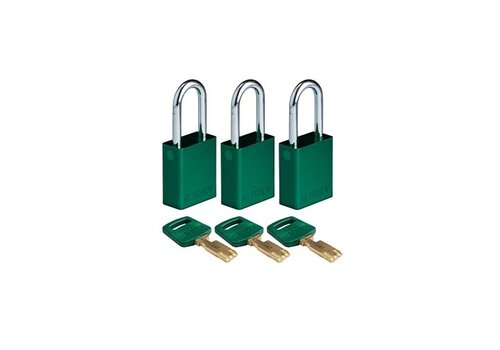 SafeKey Aluminium safety padlock green 3-pack 150281 