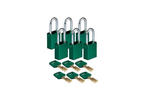 SafeKey Aluminium safety padlock green 3-pack 6-pack 150256 