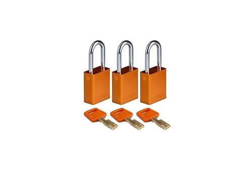 SafeKey Aluminium safety padlock Orange 3-pack 150305 