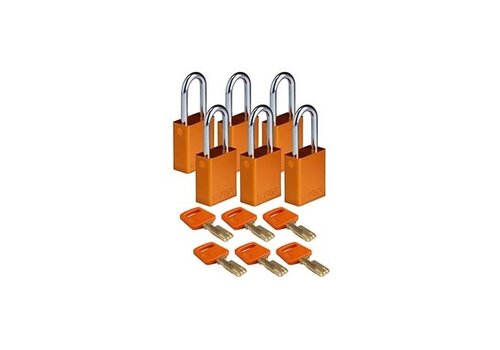 SafeKey Aluminium safety padlock Orange 6-pack 150326 