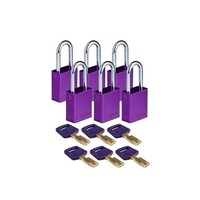 SafeKey Aluminium safety padlock Purple 6-pack 150347