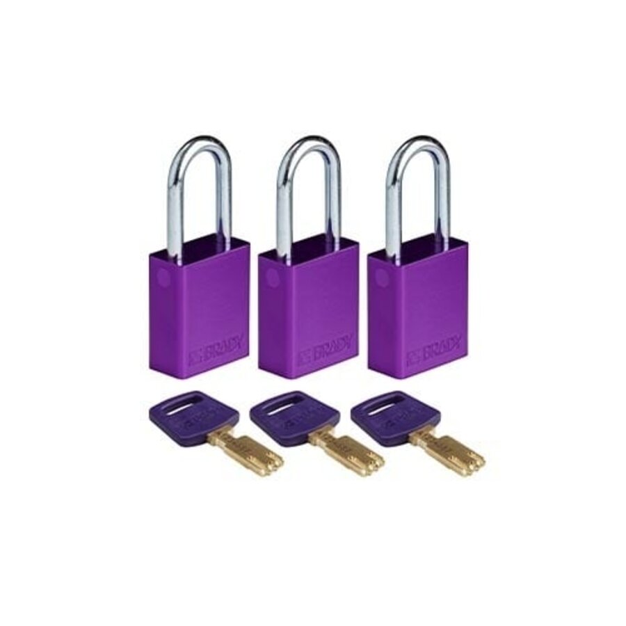 SafeKey Aluminium safety padlock Purple 6-pack 150347