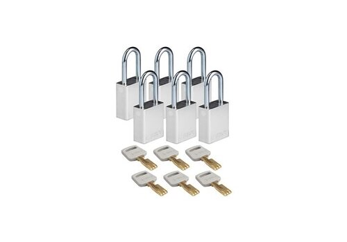 SafeKey Aluminium safety padlock Silver 6-pack 150278 
