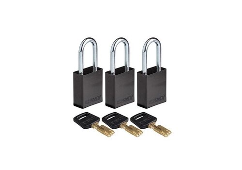 SafeKey Aluminium safety padlock Black 3-pack 150349 