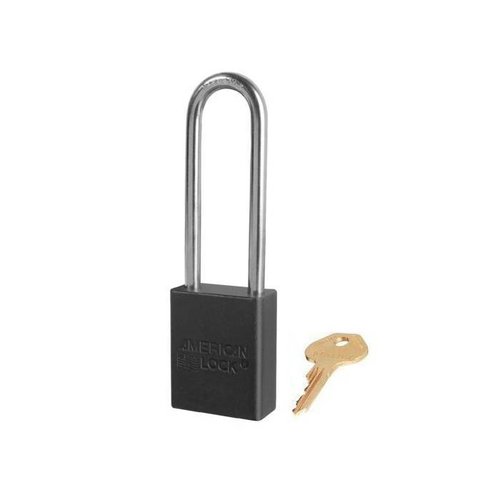 Anodized aluminium safety padlock black S1107BLK 