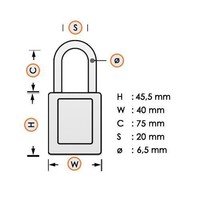 Aluminum safety padlock with composite cover yellow 834477