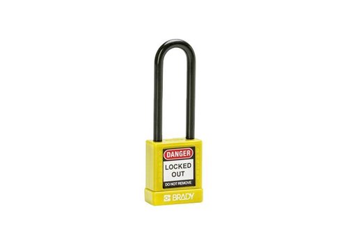 Aluminum safety padlock with composite cover yellow 834477 
