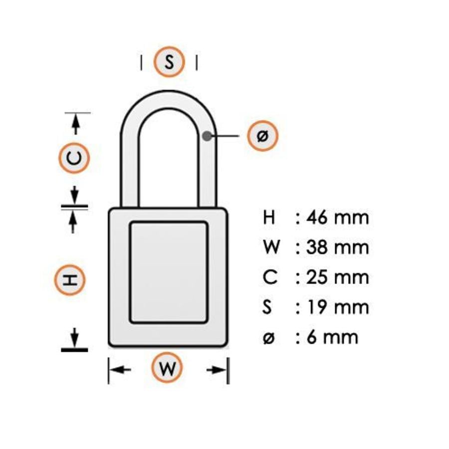 Anodized aluminium safety padlock black S1105BLK
