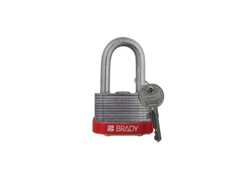 Laminated steel safety padlock red 814097 