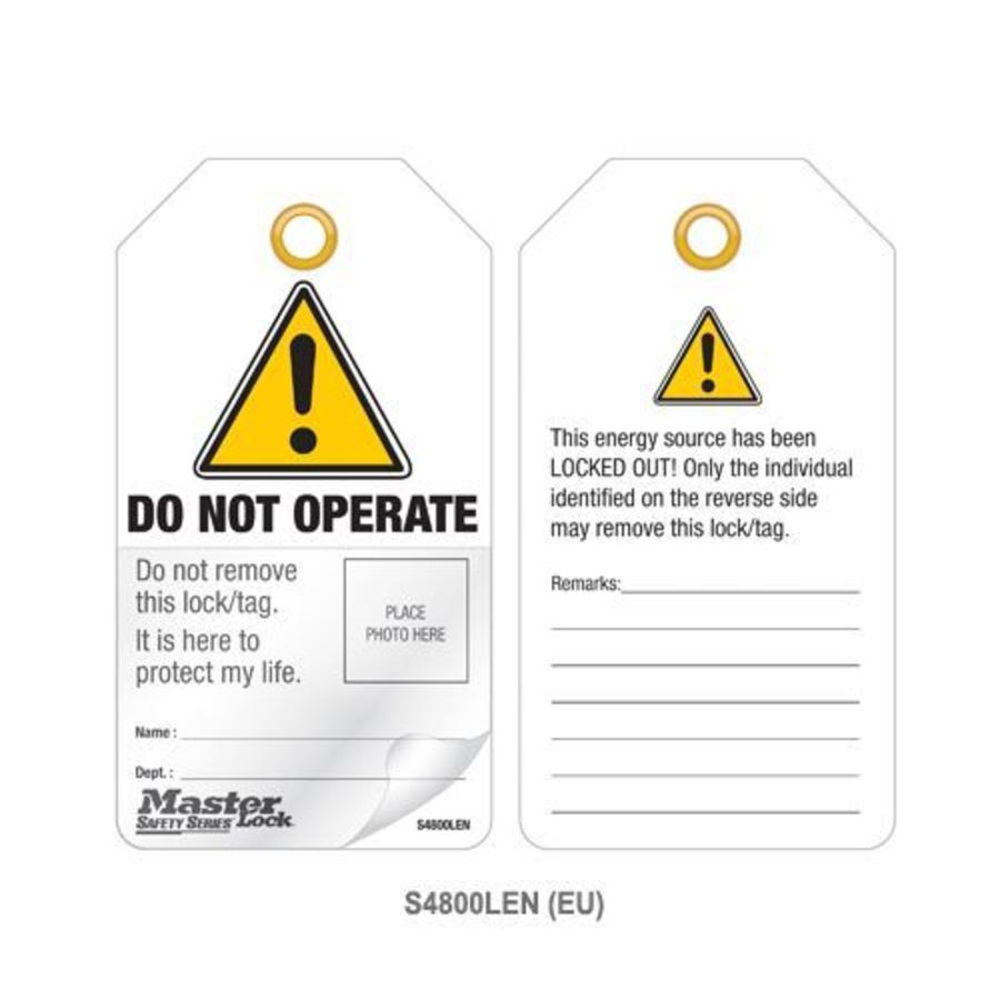 Laminated lock-out tags with photo-ID (12 psc) S4800