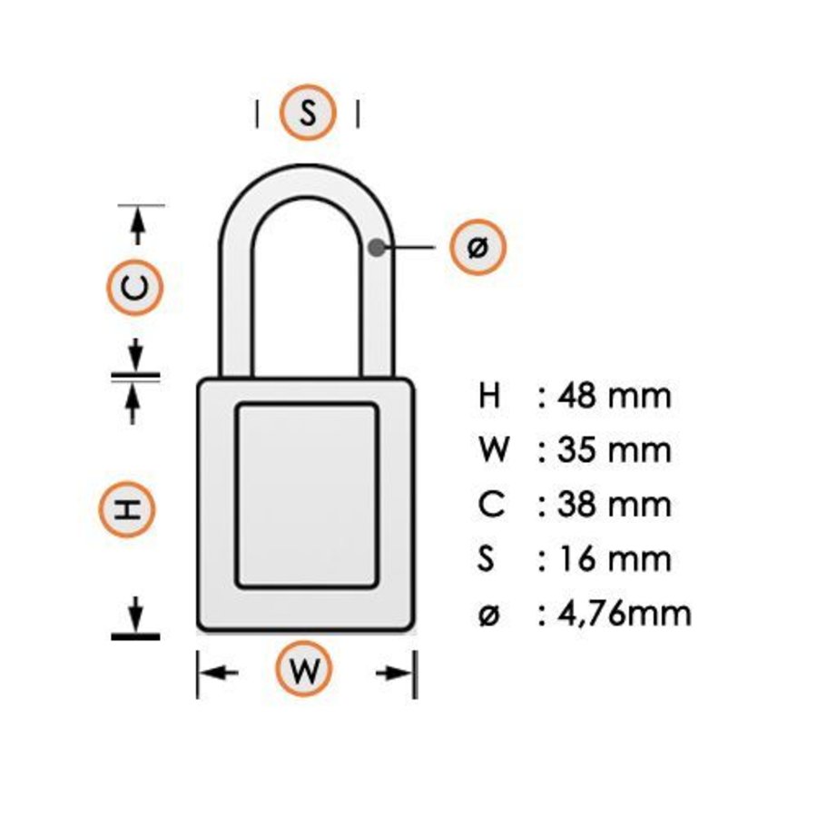 Zenex safety padlock white S31WHT, S31KAWHT