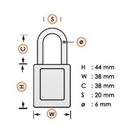 Safety padlock orange 406ORJ, 406KAORJ