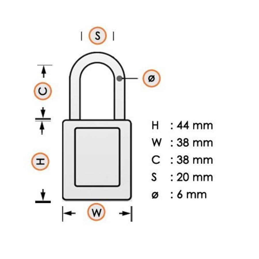 Safety padlock black 406BLK, 406KABLK