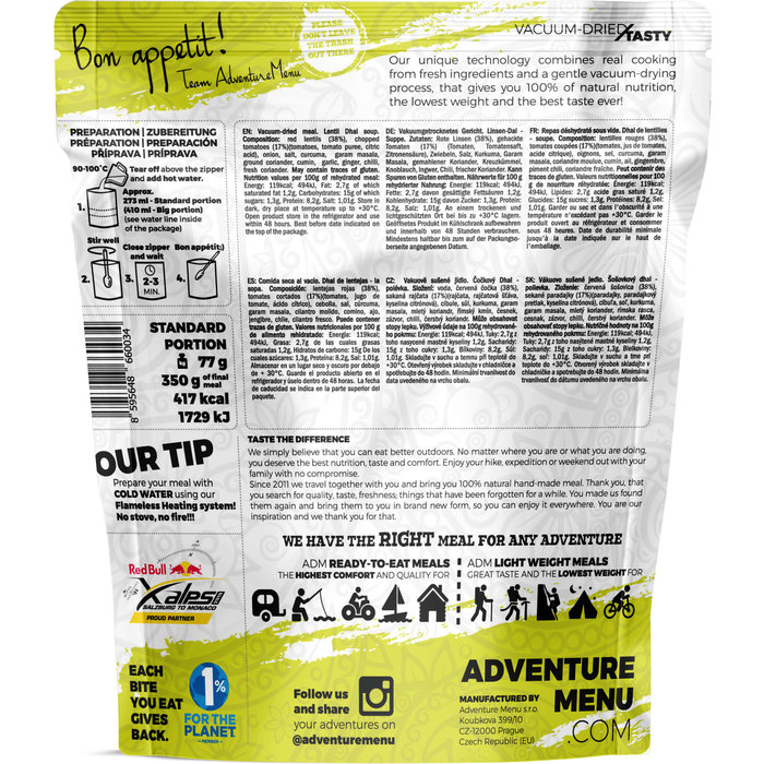 Adventure Menu Linzen Dhal (soep) Vegetarisch