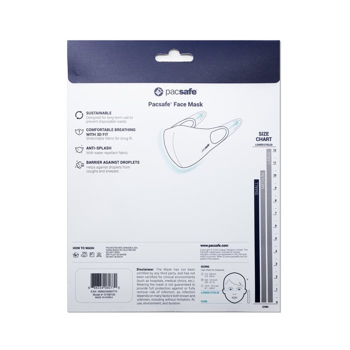 Pacsafe Viraloff facemask in black or alo grey