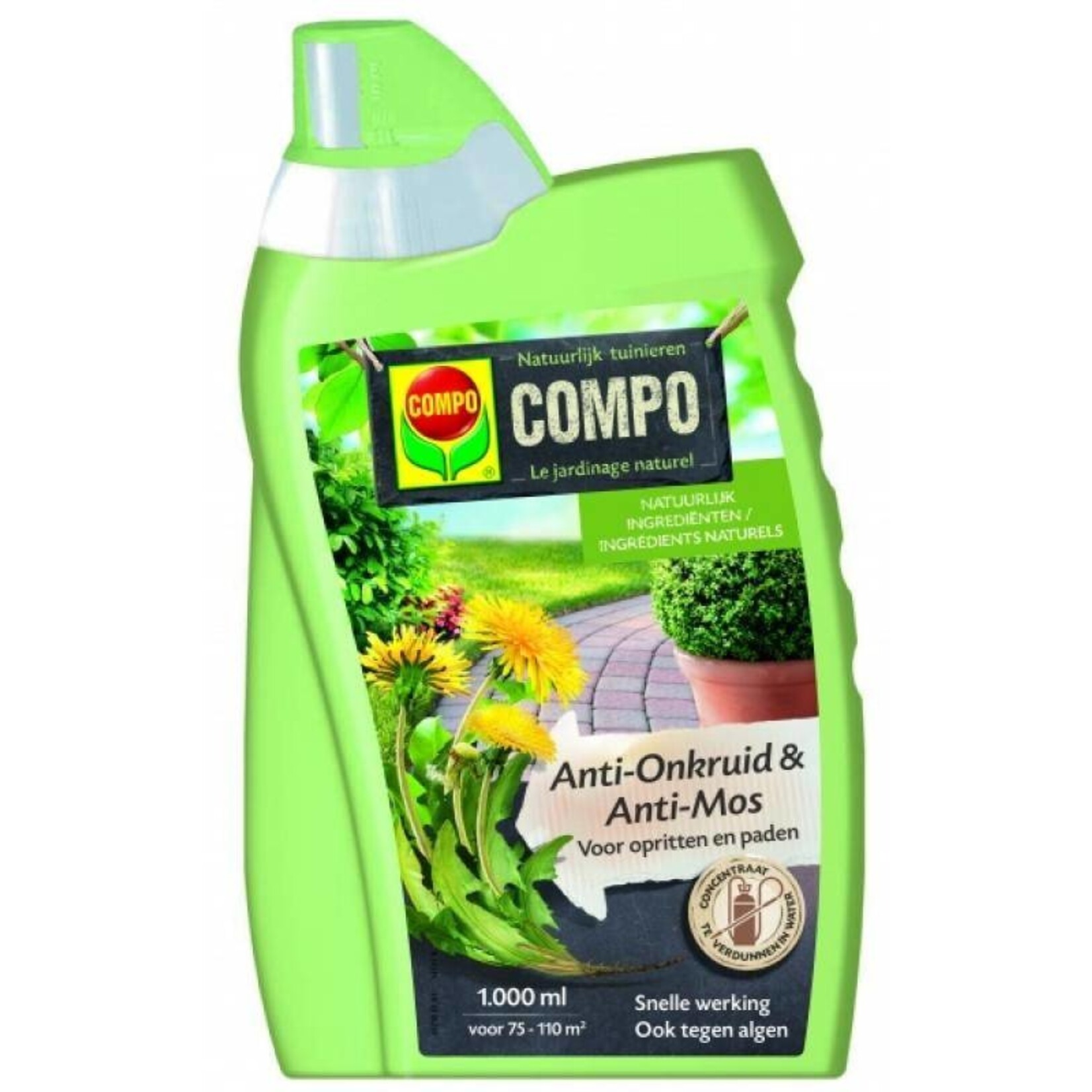 Compo Anti-Onkruid & Anti-Mos Opritten & Paden Concentraat 1 liter (werkt ook tegen algen)