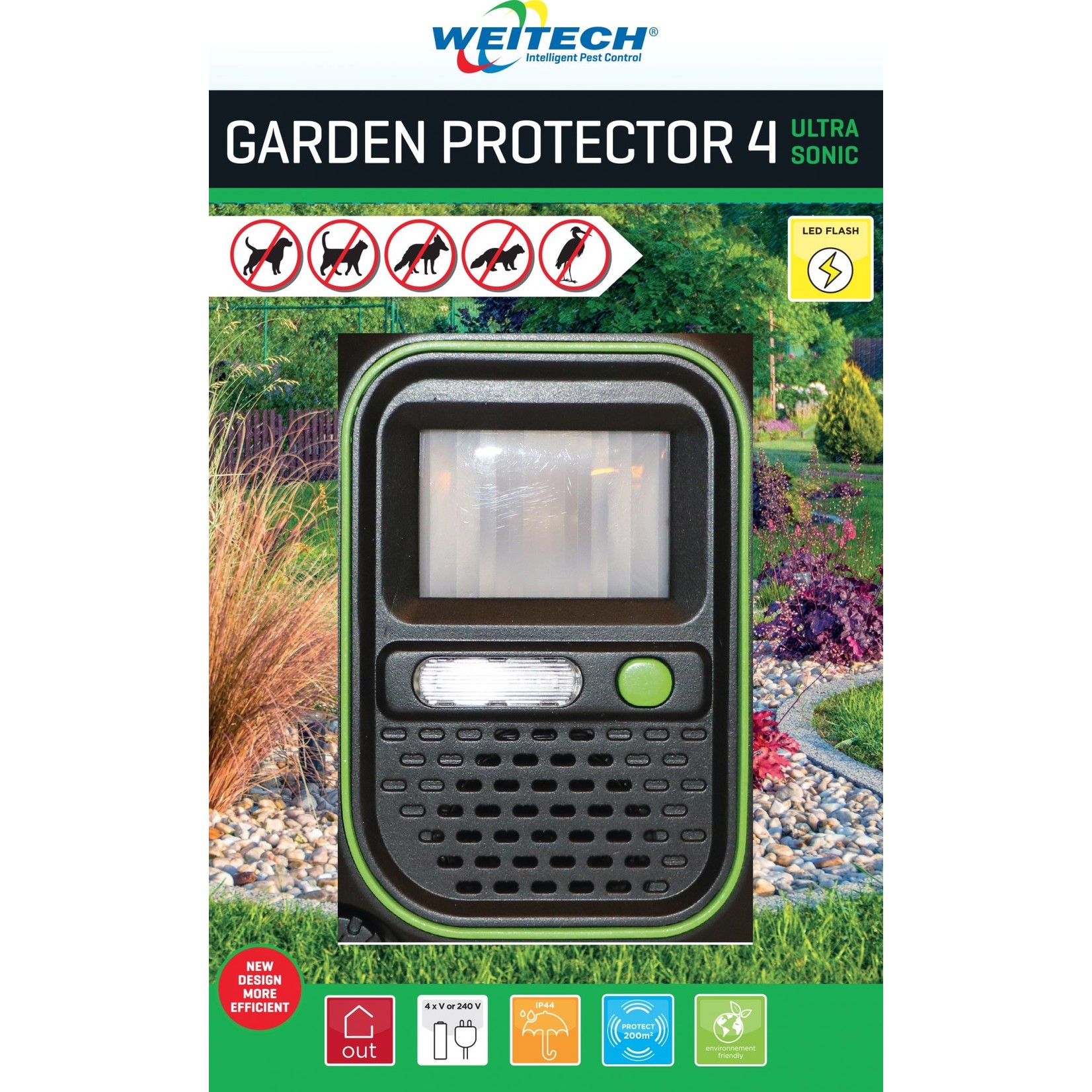 Weitech Garden Protector WK0054 Ultrasone ongedierte verjager met flitslicht (tot 200 m²)