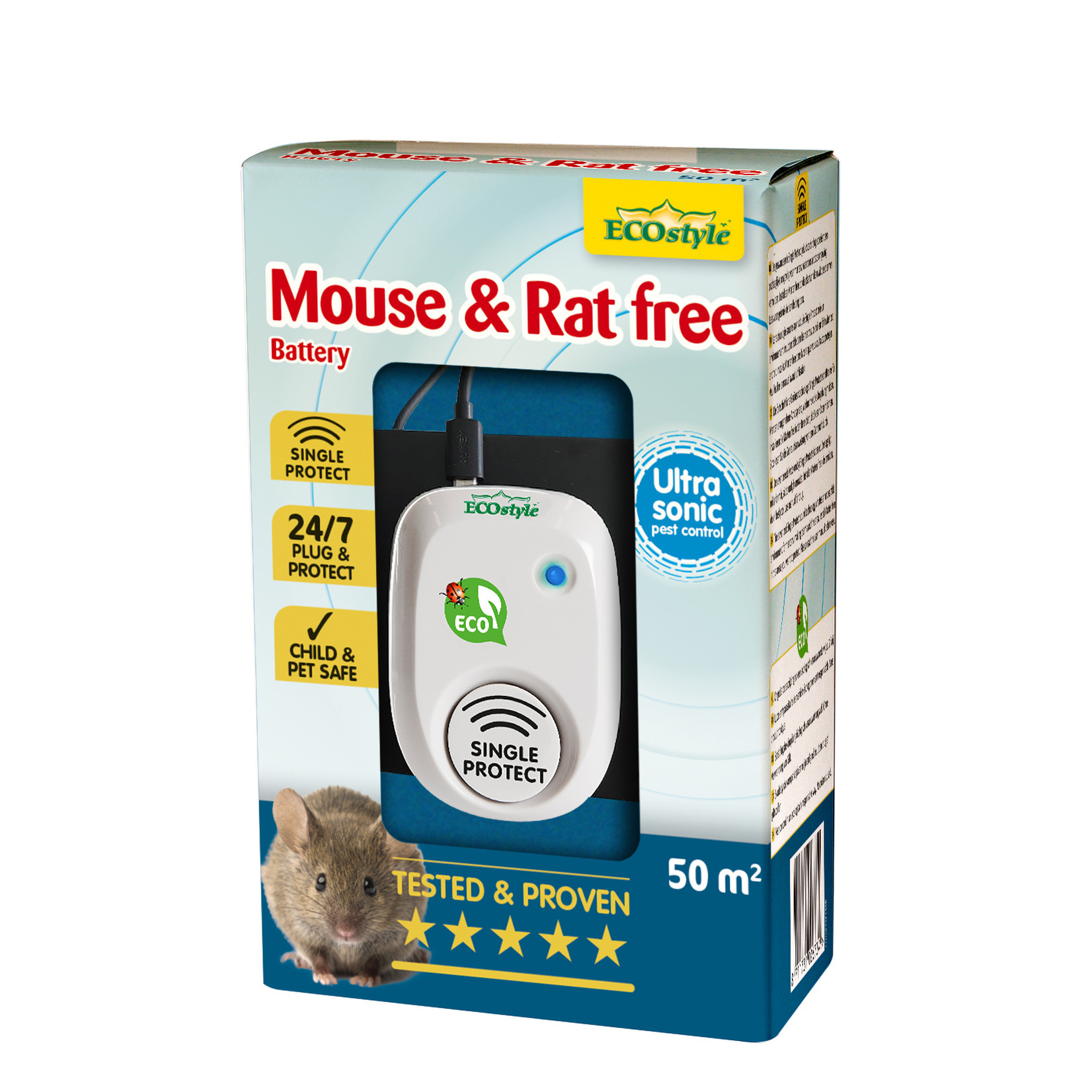 ECOstyle Mouse & Rat free ultrasoon op batterijen (tot 50 m²)