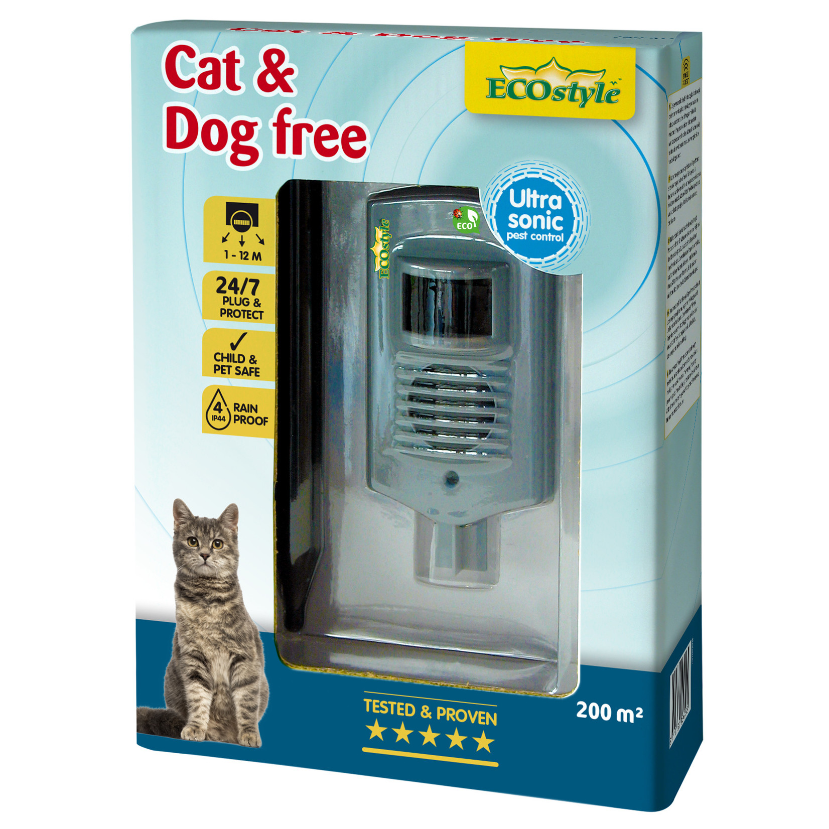 ECOstyle Cat & Dog free ultrasoon op batterijen (tot 200 m²)