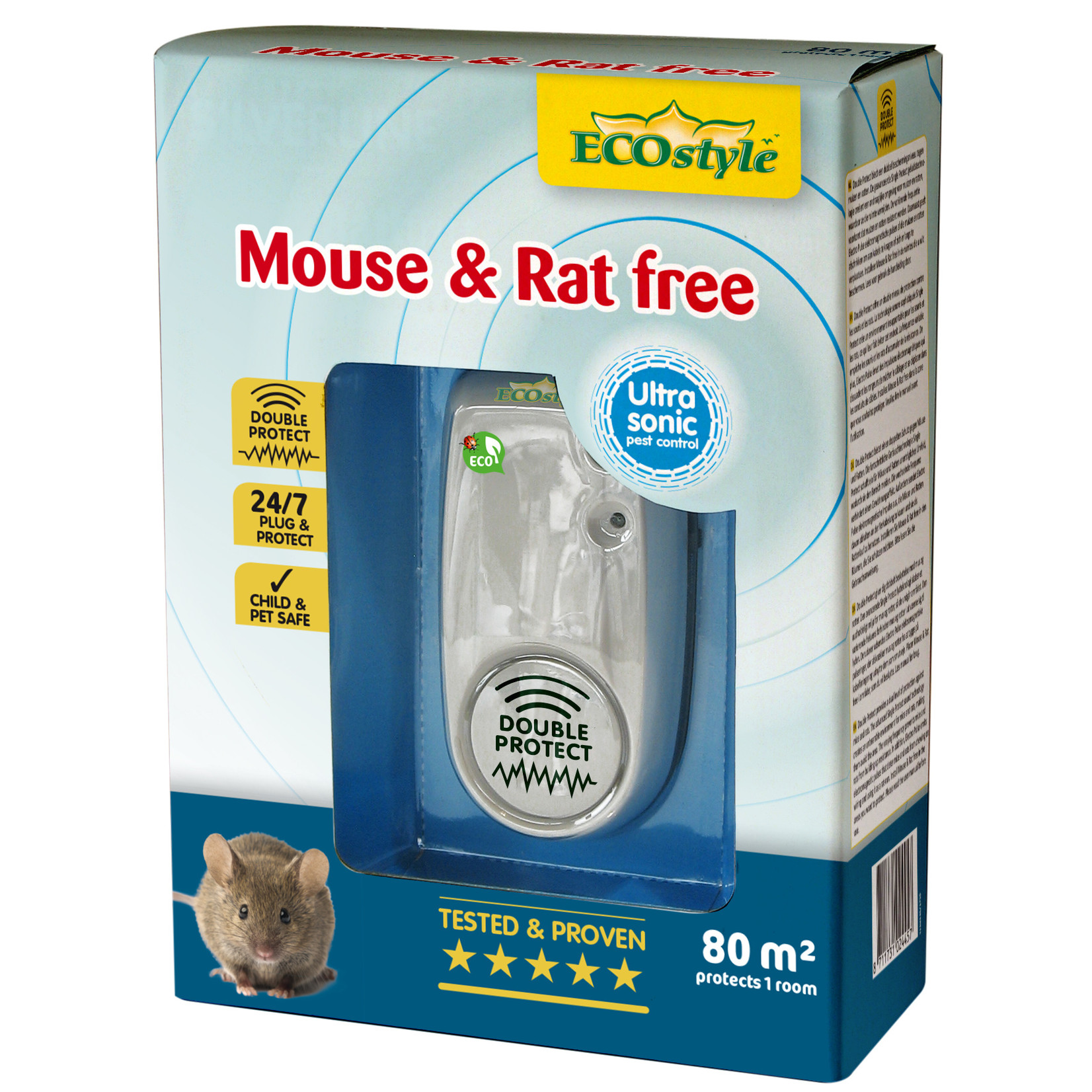 ECOstyle Mouse & Rat free X-tra  ultrasone verjager (tot 80 m²)