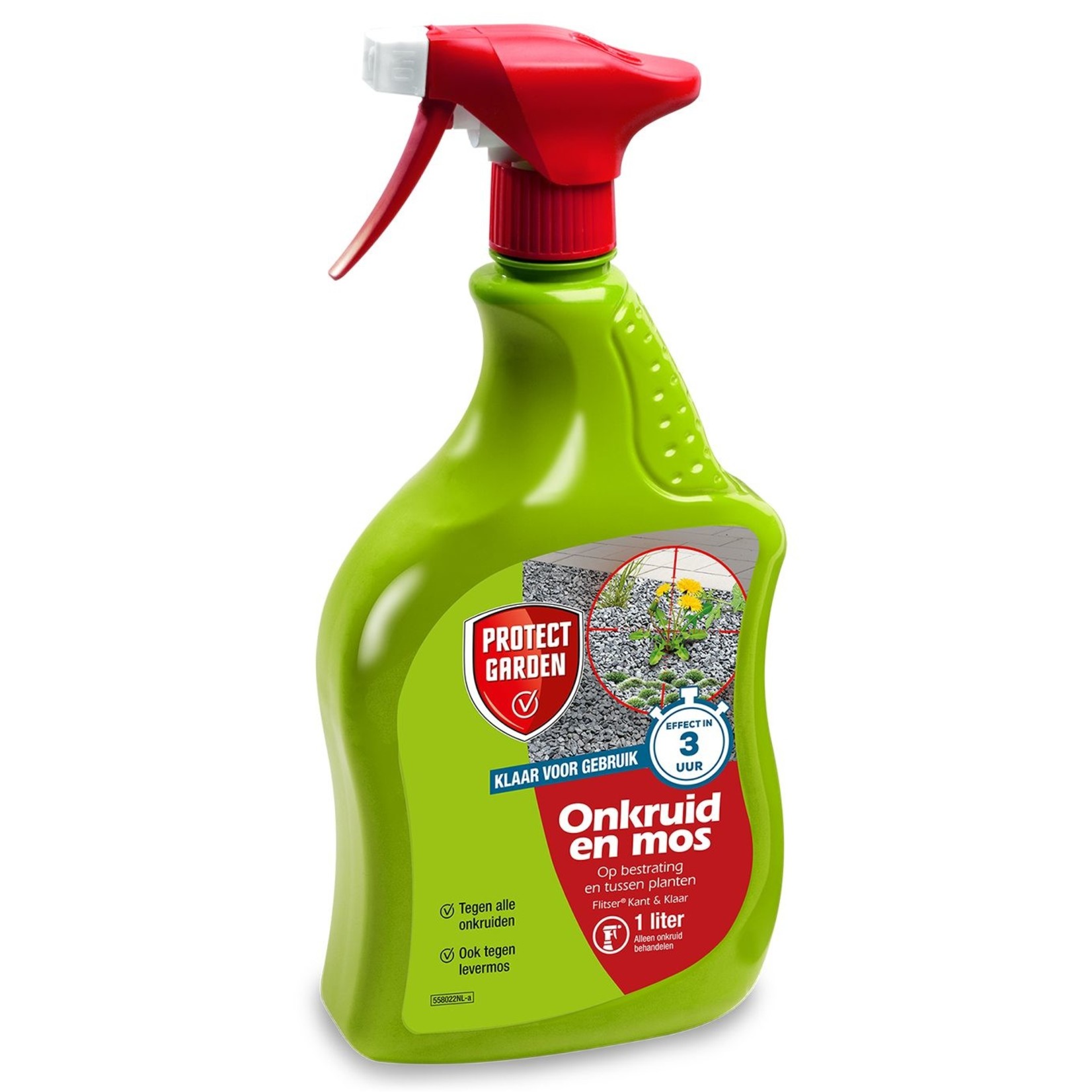 Protect Garden Flitser 3 in 1 spray (1 Liter) tegen onkruid, groene aanslag en mos (gebruiksklaar)