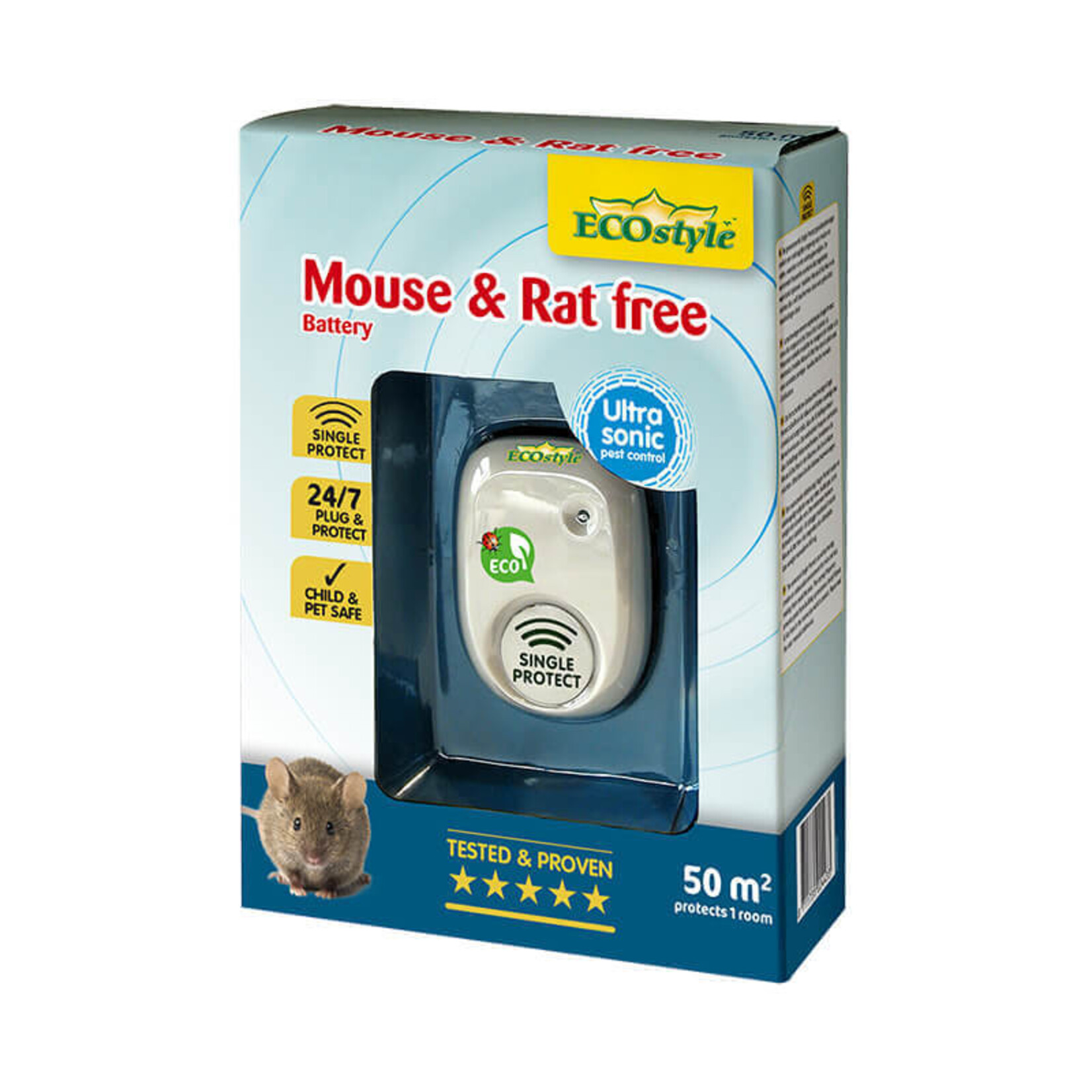 ECOstyle Mouse & Rat free ultrasoon op batterijen (tot 50 m²)