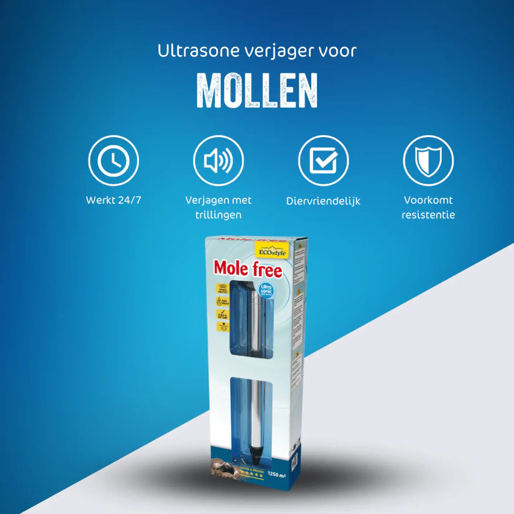 ECOstyle Mole free (tot 1250 m²) mollenverjager op batterijen