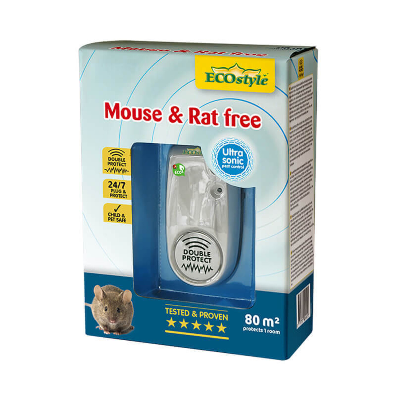 ECOstyle Mouse & Rat free X-tra  ultrasone verjager (tot 80 m²)