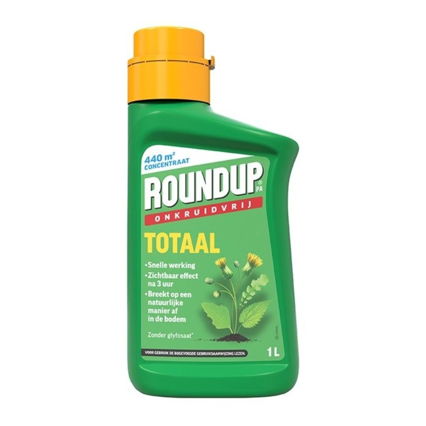 ROUNDUP® Totaal Onkruidvrij 1 liter (concentraat) voldoende voor ca. 440 m²