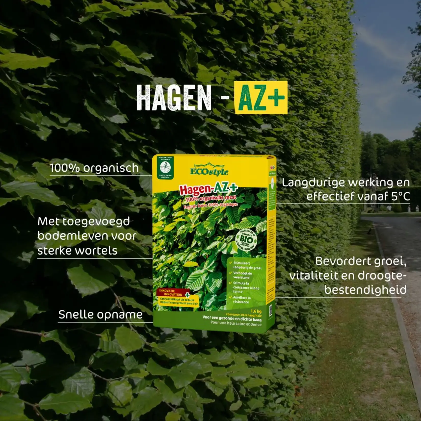 ECOstyle Hagen-AZ meststof 4 kg (voor ca. 75 meter haag)
