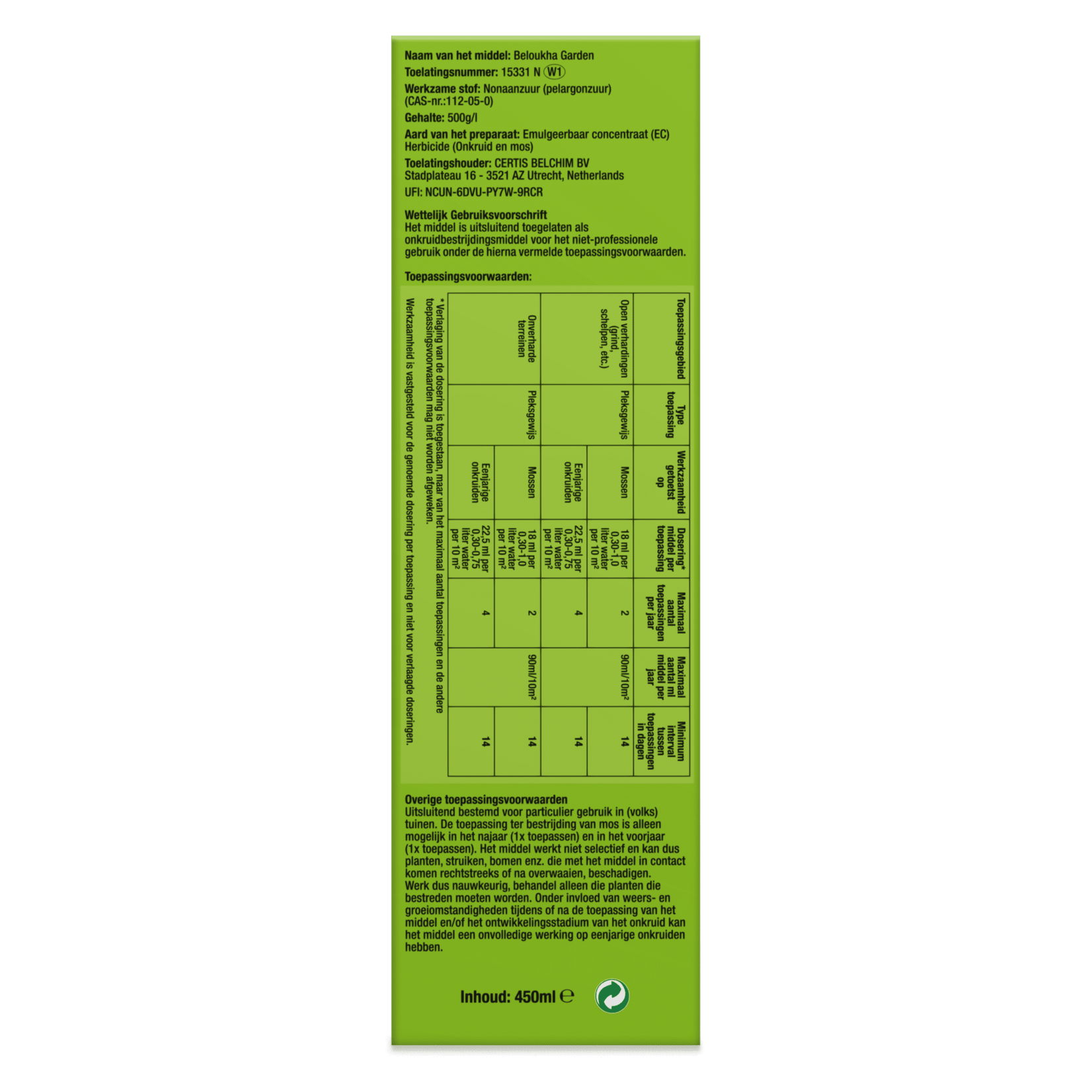 Protect Garden Beloukha Garden 450 ml tegen onkruid en mos (concentraat)