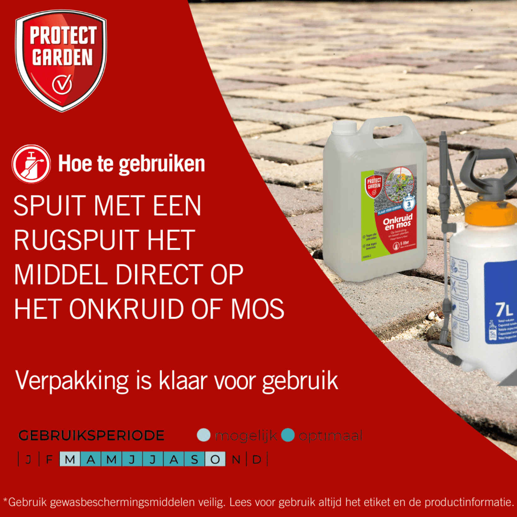 Protect Garden Flitser 3 in 1 spray (5 Liter) tegen onkruid, groene aanslag en mos (gebruiksklaar)