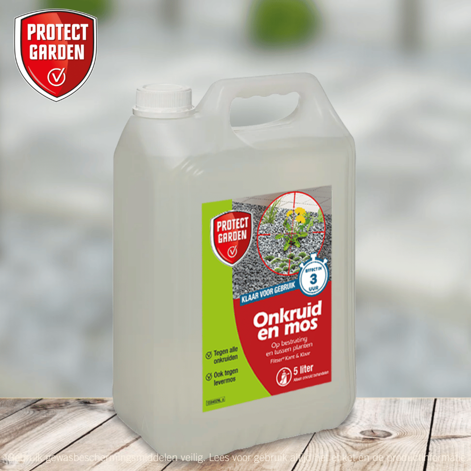 Protect Garden Flitser 3 in 1 spray (5 Liter) tegen onkruid, groene aanslag en mos (gebruiksklaar)