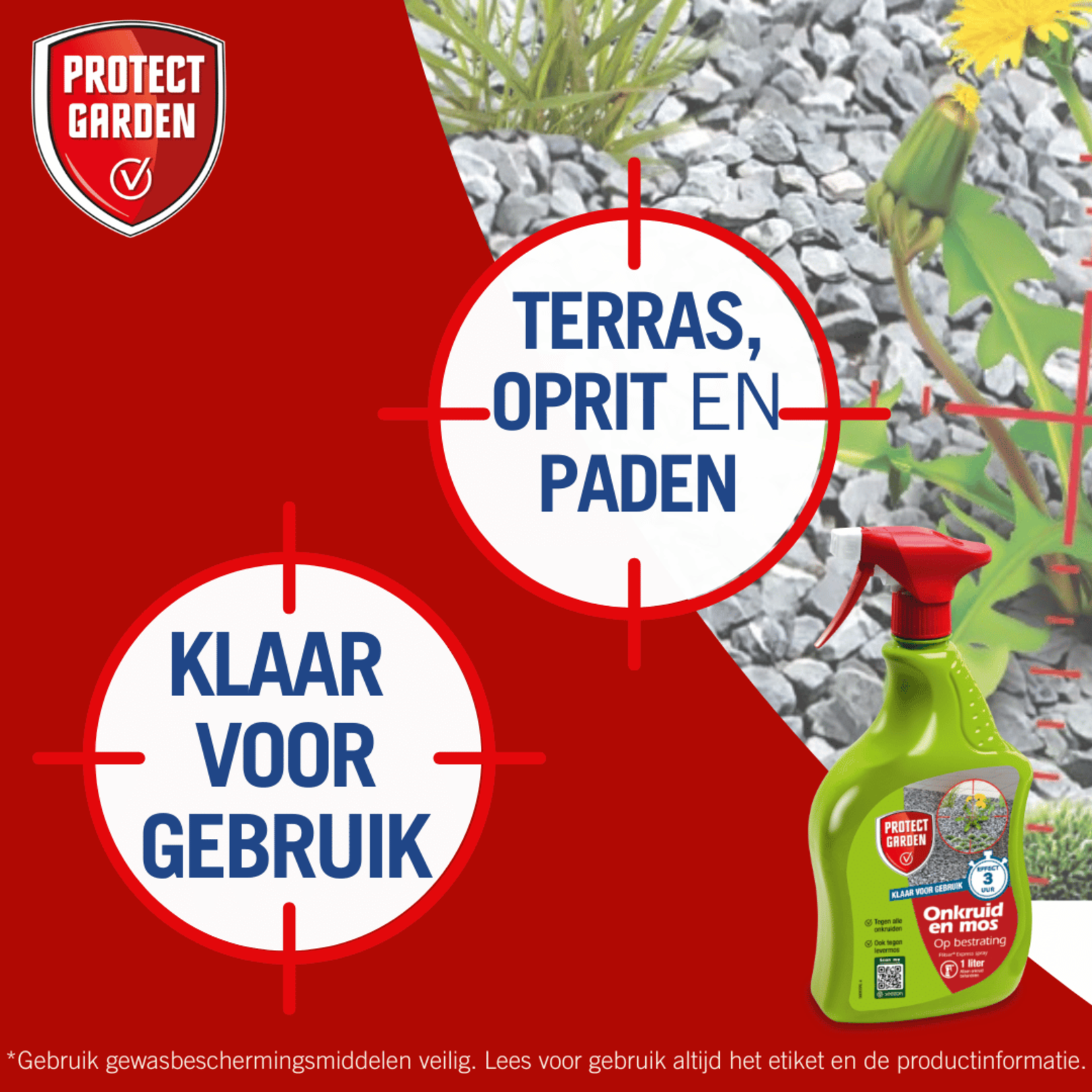 Protect Garden Flitser Express spray (1 Liter) tegen onkruid en mos (gebruiksklaar)