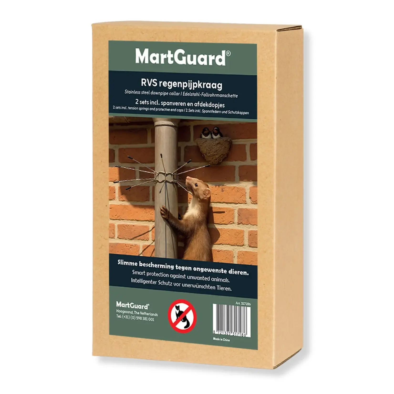 MartGuard® RVS Anti-marter regenpijp kraag (set van 2)