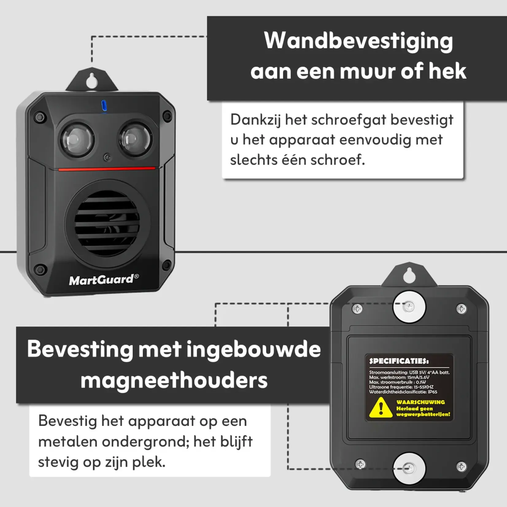 MartGuard® Garden & Home Secure Pro Battery marterverjager voor binnen en buiten