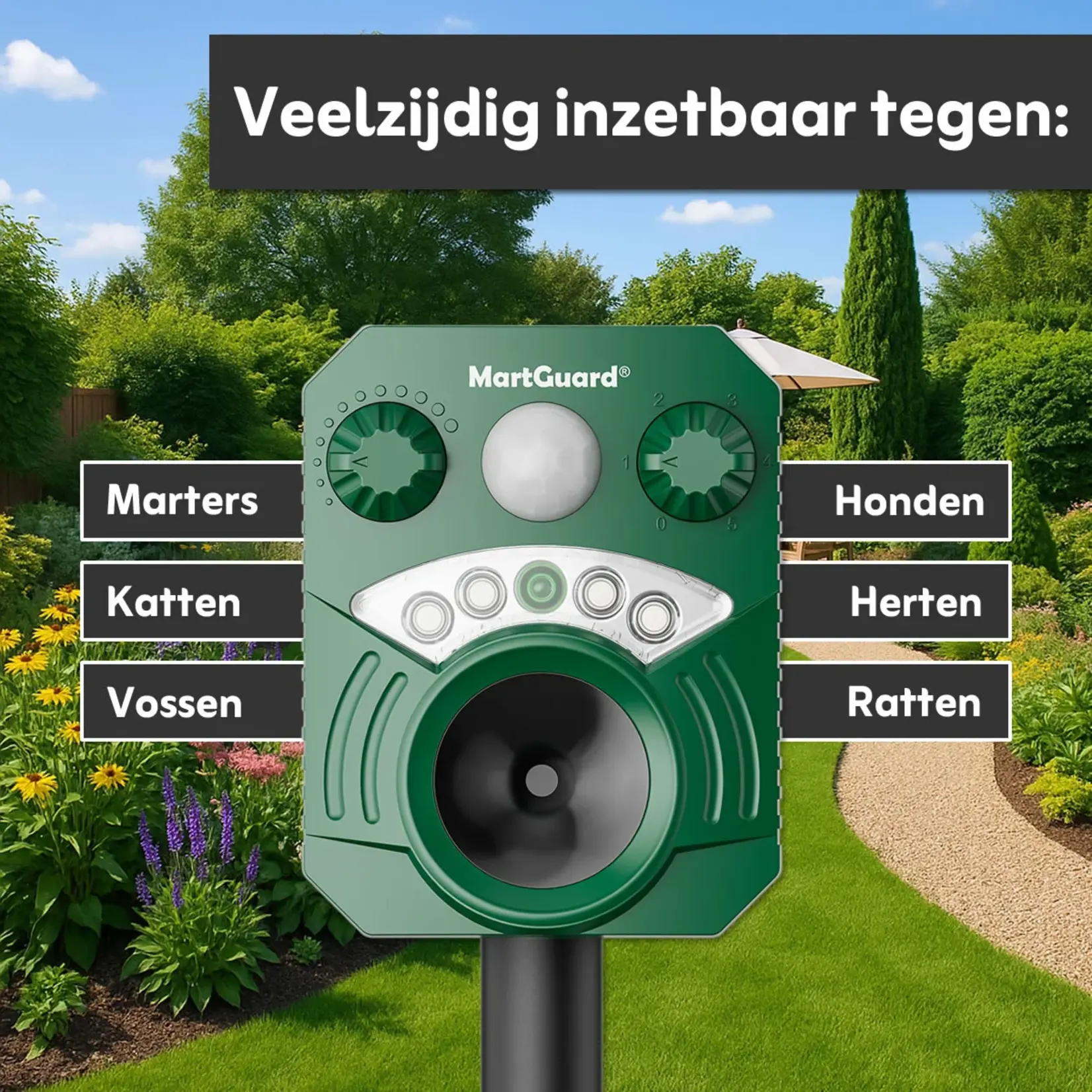 MartGuard® Garden Secure Pro Solar dierenverjager voor buiten